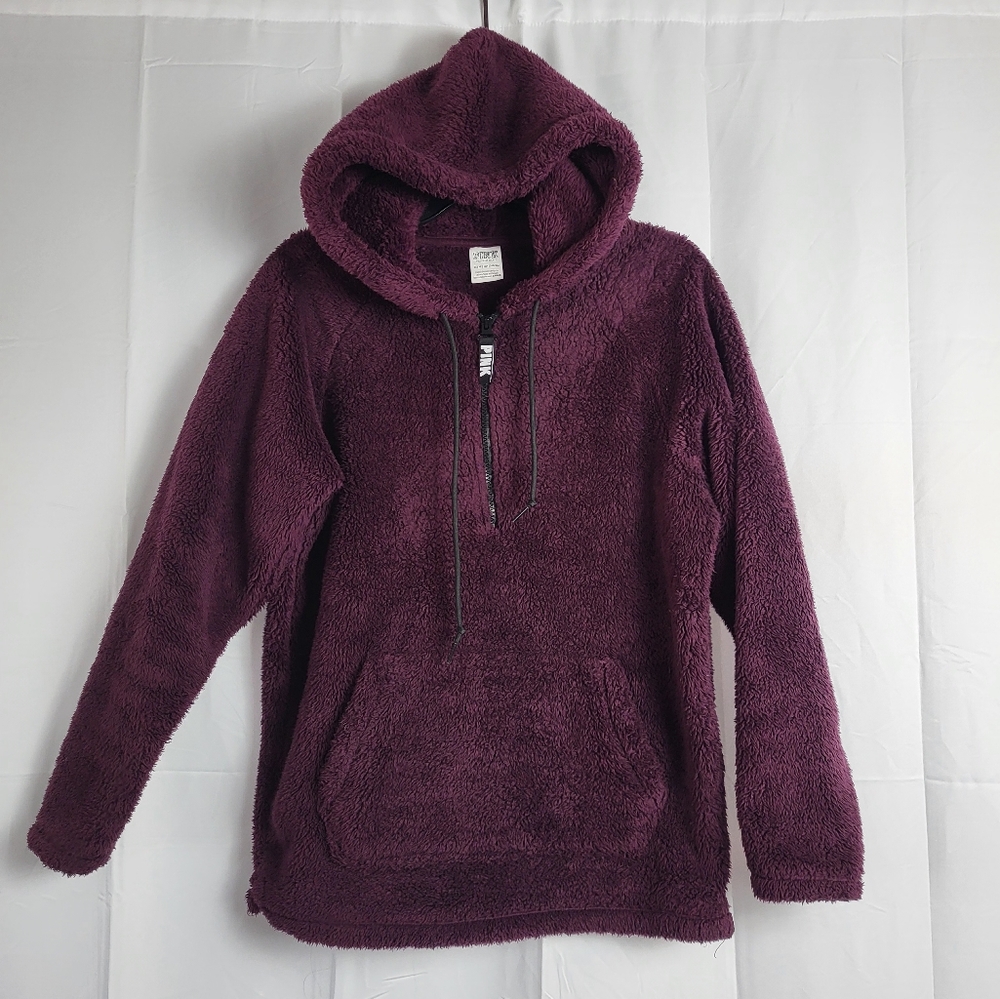 PINK Victoria’s Secret Sherpa Quarter Zip Oversized Hoodie XS